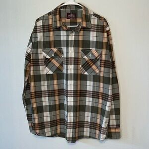 Akademiks Button Up Shirt Mens XL Long Sleeve Multi Colored Plaid.